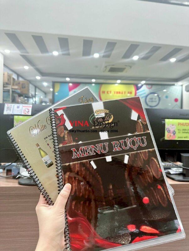 In menu plastic đóng cuốn lò xo A4, in menu quán nhậu - INKTS797