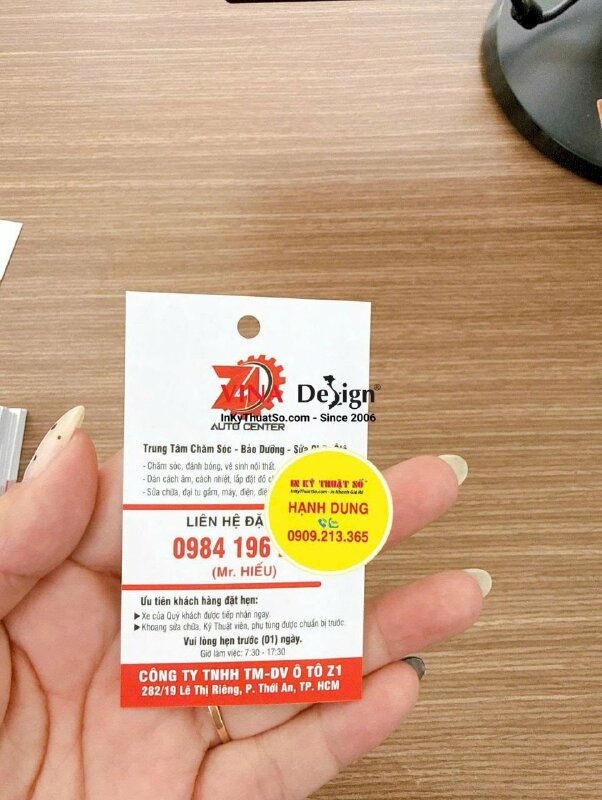 In phiếu nhắc bảo dưỡng định kỳ cho garage auto center - INKTS3842