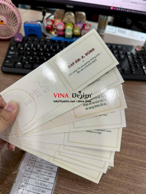 In phiếu trò chơi, in nhanh giấy C300gsm, 2 mặt nội dung, cán bóng, cấn răng cưa 1 đường - INKTS3851