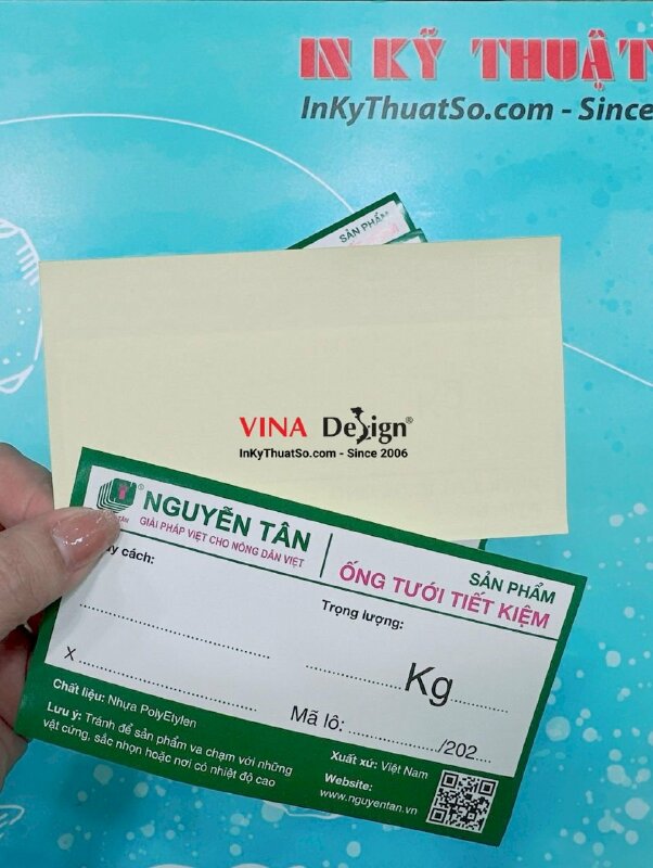 In tem nhãn giấy dán sản phẩm ống tưới tiết kiệm - INKTS1008