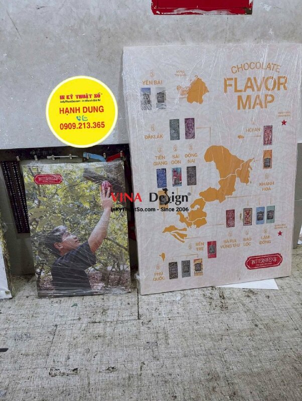 In tranh Canvas chủ đề Vietnam Chocolate Flavor Map, trang trí cửa hàng socola tại Phú Quốc - INKTS3857