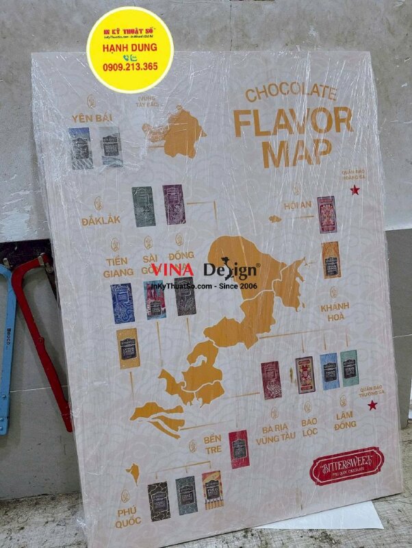 In tranh Canvas chủ đề Vietnam Chocolate Flavor Map, trang trí cửa hàng socola tại Phú Quốc - INKTS3857