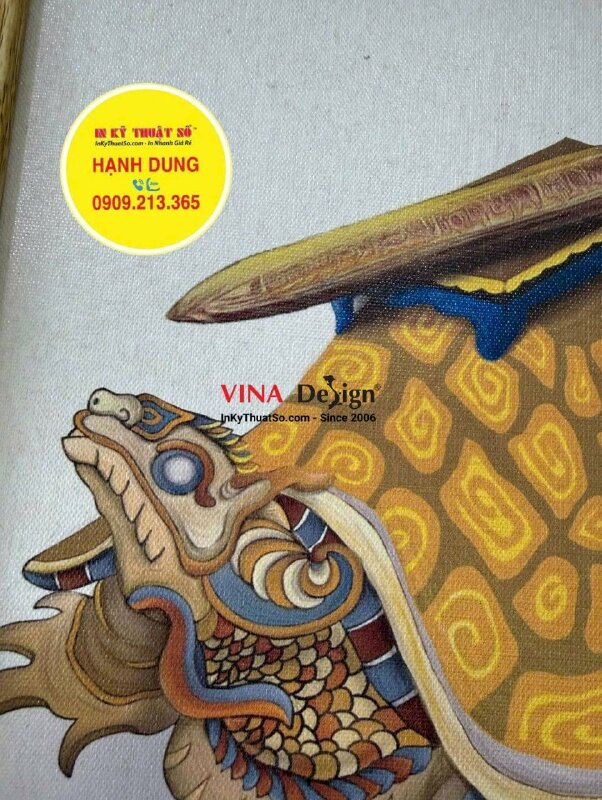 In tranh Canvas linh vật hoa văn Đại Việt, đóng khung viền gỗ treo tường - INKTS3856