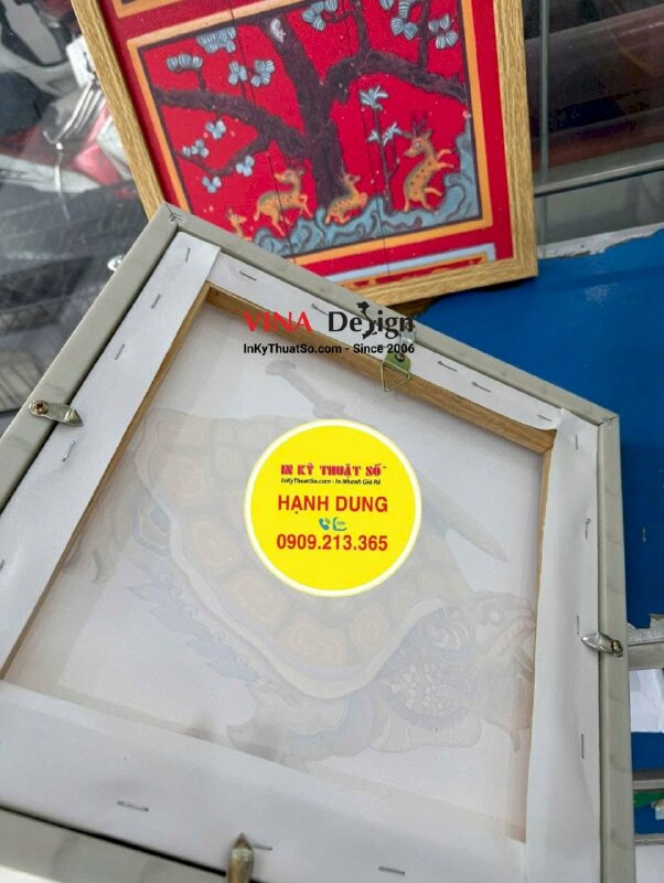 In tranh Canvas linh vật hoa văn Đại Việt, đóng khung viền gỗ treo tường - INKTS3856