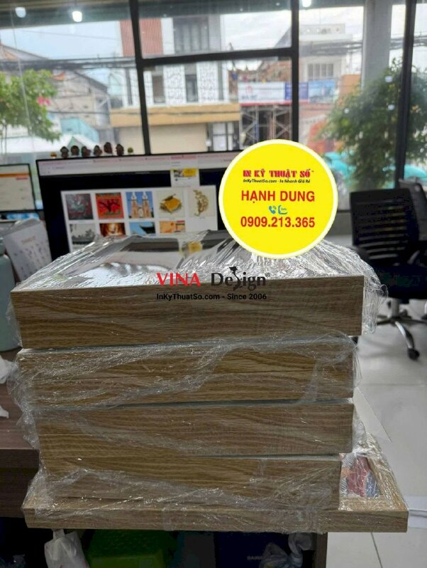 In tranh Canvas linh vật hoa văn Đại Việt, đóng khung viền gỗ treo tường - INKTS3856