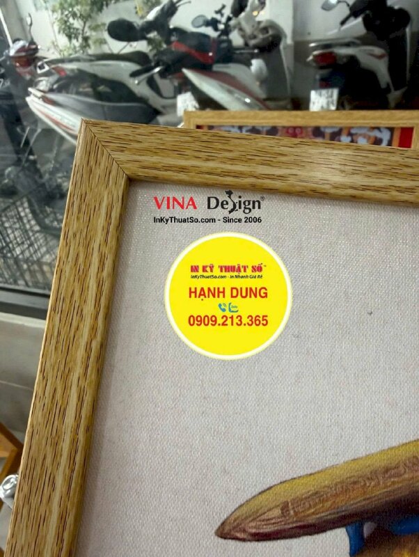 In tranh Canvas linh vật hoa văn Đại Việt, đóng khung viền gỗ treo tường - INKTS3856