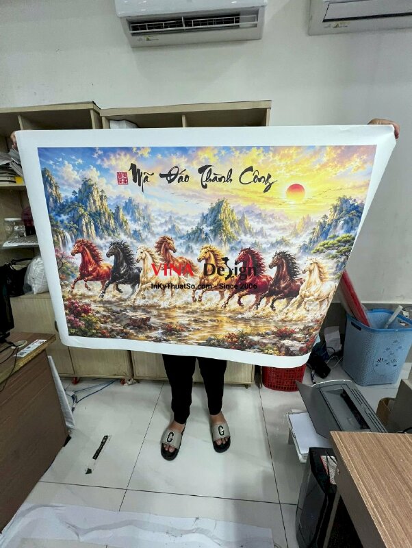 In tranh canvas Mã Đáo Thành Công, in mực dầu bóng, chừa biên, giao cuộn - INKTS3853