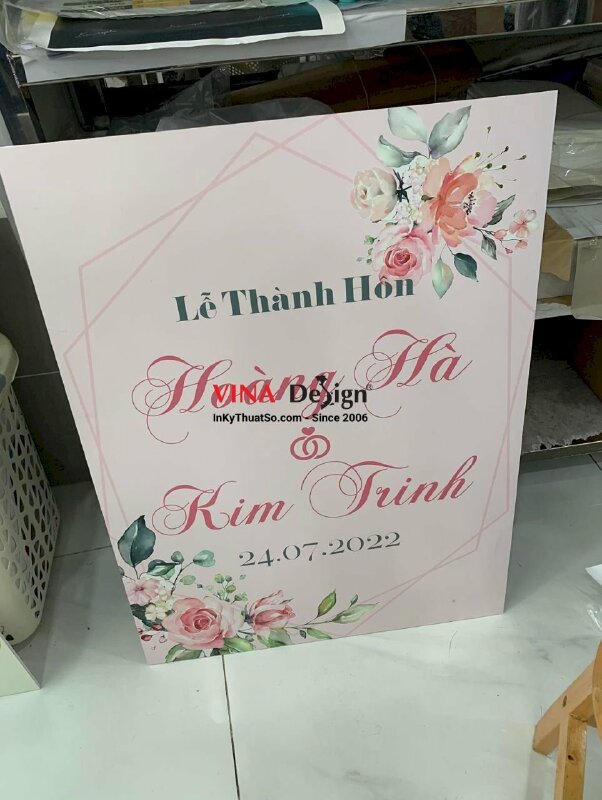 Làm bảng Vu Quy, Thành Hôn, Tân Hôn, Kết Hôn treo cổng cưới, in PP cán Formex cắt CNC tạo hình - INKTS3845