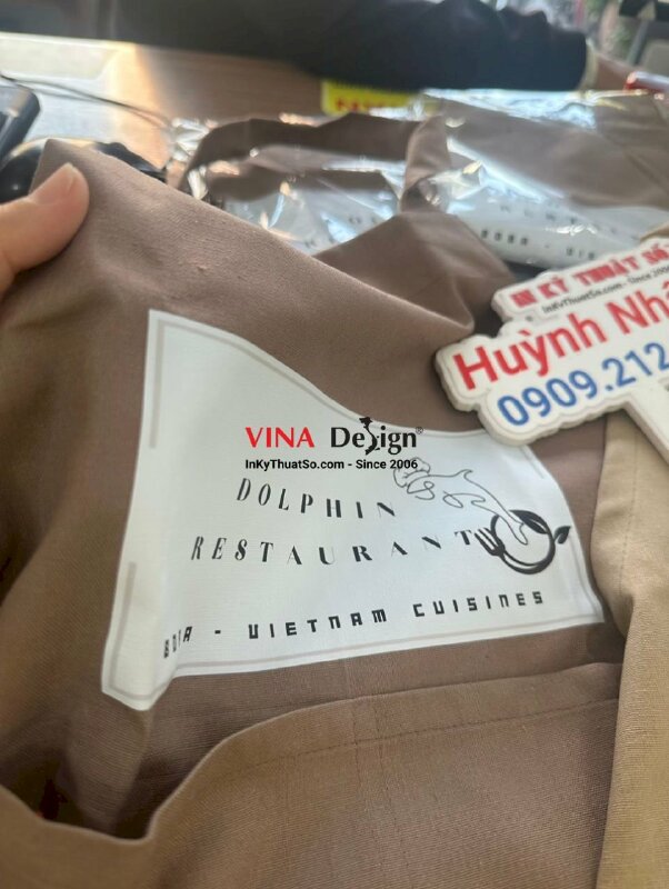 Tạp dề in Logo nhà hàng, in tạp dề theo yêu cầu - INKTS1236