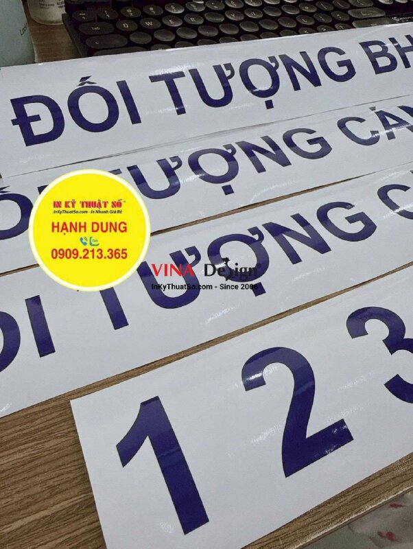 Cắt chữ Decal dán quầy phát thuốc bệnh viện, cắt vi tính chữ, số Decal vật tư màu xanh dương - INKTS3890