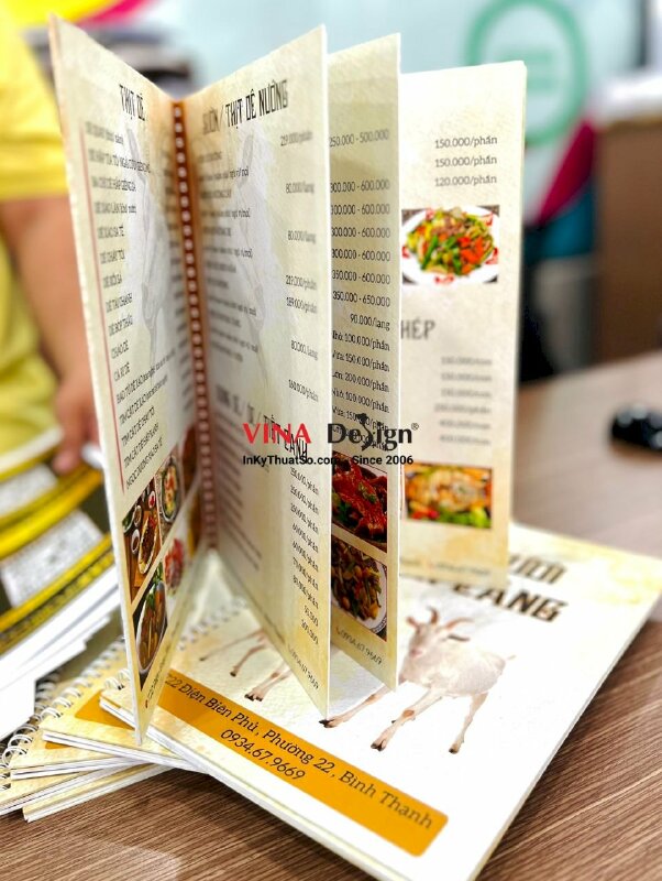 In cuốn menu quán thịt dê bìa bồi carton - INKTS366