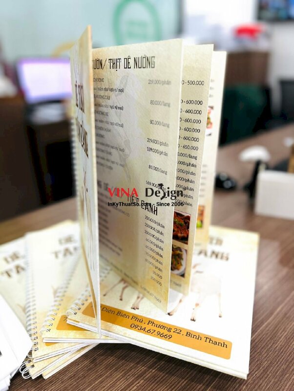 In cuốn menu quán thịt dê bìa bồi carton - INKTS366