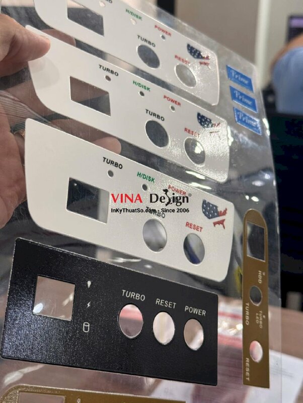 In giấy nhựa trong, tấm support trong làm mặt nạ nhựa máy móc, in UV ngược, lót trắng theo file in - INKTS3866