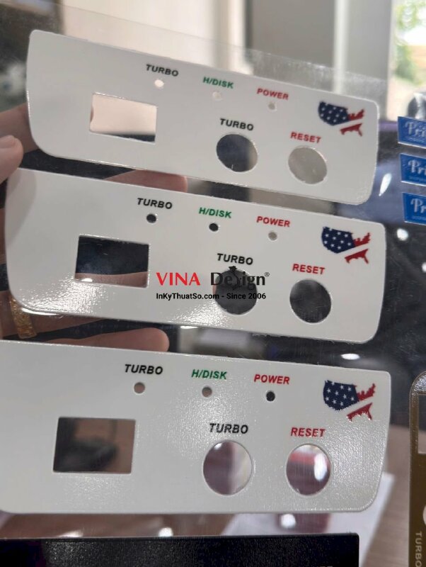 In giấy nhựa trong, tấm support trong làm mặt nạ nhựa máy móc, in UV ngược, lót trắng theo file in - INKTS3866