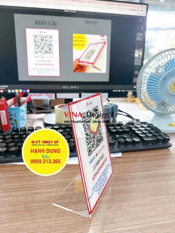 In standee Mica QRcode cúng dường cho nhà Chùa - INKTS3864