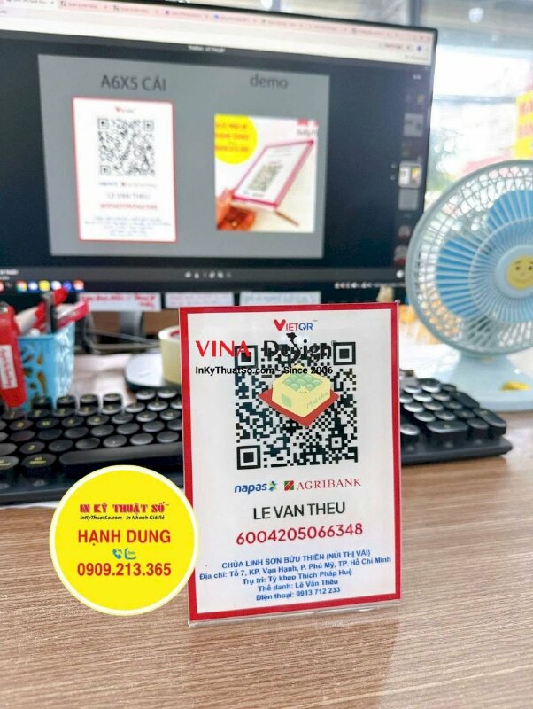 In standee Mica QRcode cúng dường cho nhà Chùa - INKTS3864