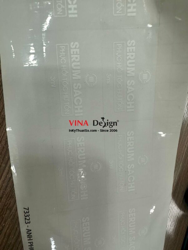 In tem dán chai serum, tem decal trong in UV mực trắng dán thân chai serum 3ml - INKTS910