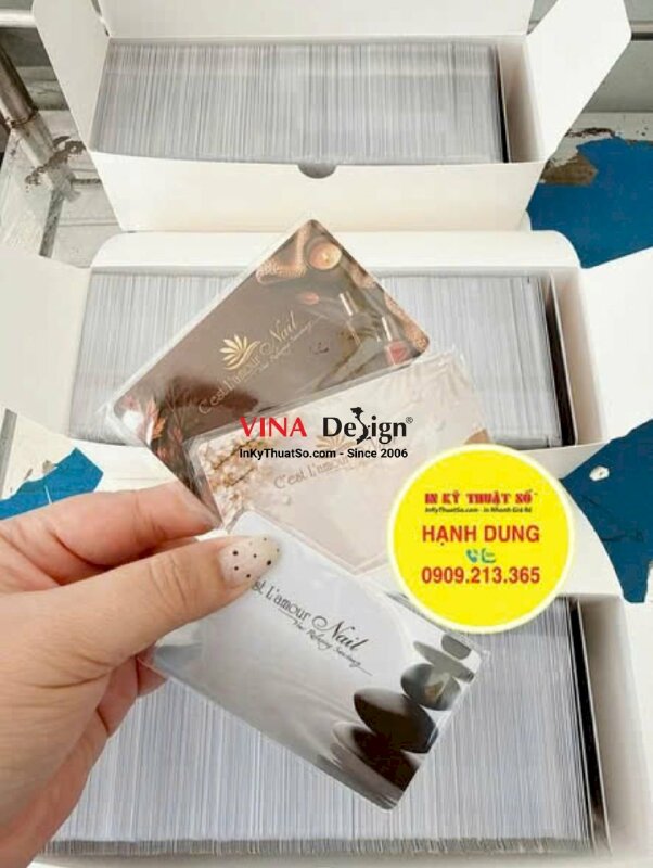 In thẻ quà tặng khách hàng chuỗi tiệm Nails, thẻ nhựa cao cấp hàng gửi đi California, Mỹ - INKTS3860