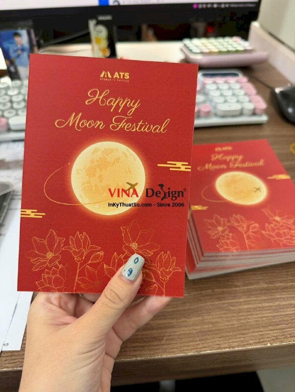 In thiệp chúc mừng Trung Thu Happy Moon Festival tiếng Anh cho công ty gửi đối tác Partners - INKTS3884