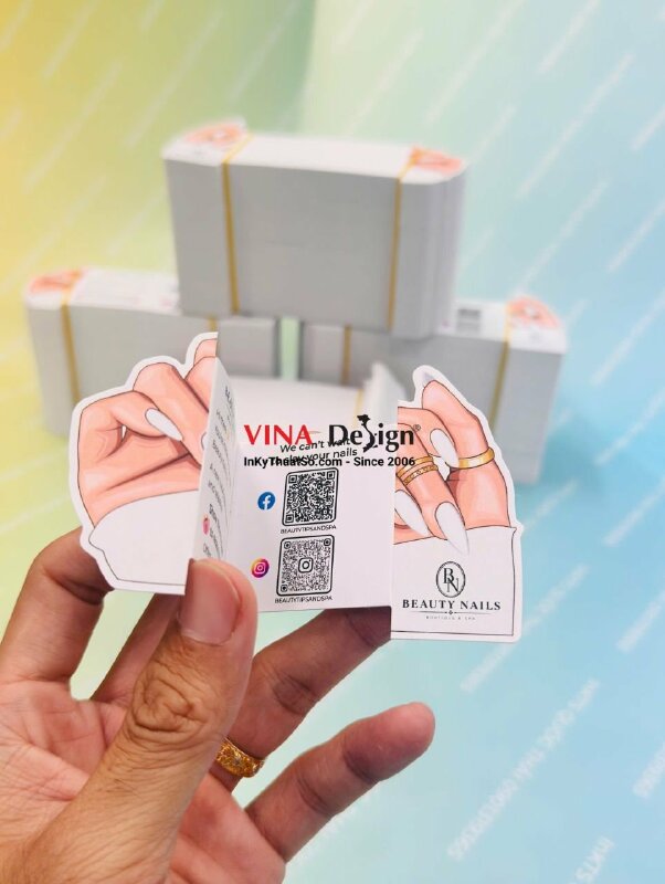 In tờ rơi gấp kẹp lên kính xe ô tô, tờ rơi tag gấp quảng cáo Nail Spa, hàng gửi đi Canada - INKTS3891
