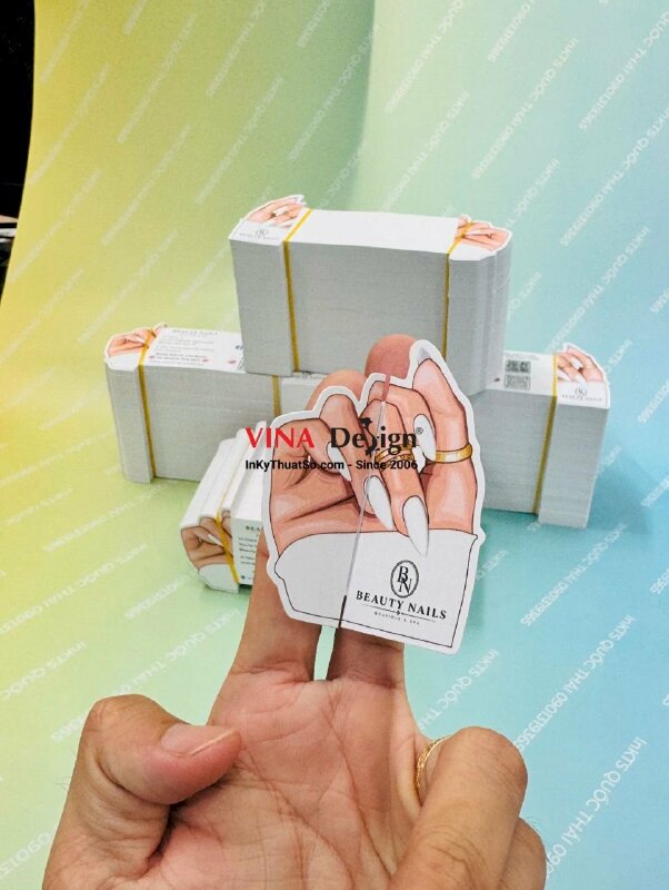In tờ rơi gấp kẹp lên kính xe ô tô, tờ rơi tag gấp quảng cáo Nail Spa, hàng gửi đi Canada - INKTS3891