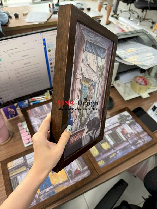 In tranh Canvas đóng khung viền gỗ, tranh trang trí phong cách Ký họa đô thị Urban Sketching - INKTS3886