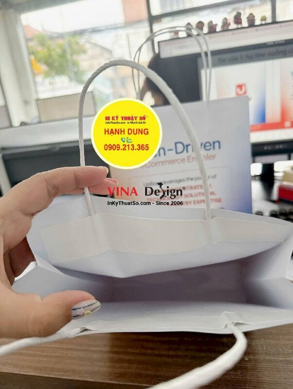In túi giấy size trung 20cm x 28cm x 6cm giấy Ford in mặt ngoài, túi giấy quà tặng sự kiện - INKTS175