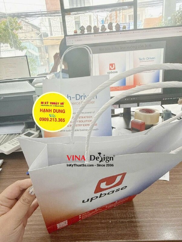 In túi giấy size trung 20cm x 28cm x 6cm giấy Ford in mặt ngoài, túi giấy quà tặng sự kiện - INKTS175