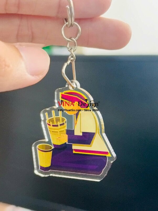 Làm móc khoá Mica in UV 2 mặt làm quà tặng lưu niệm mừng lễ Katé - INKTS3894