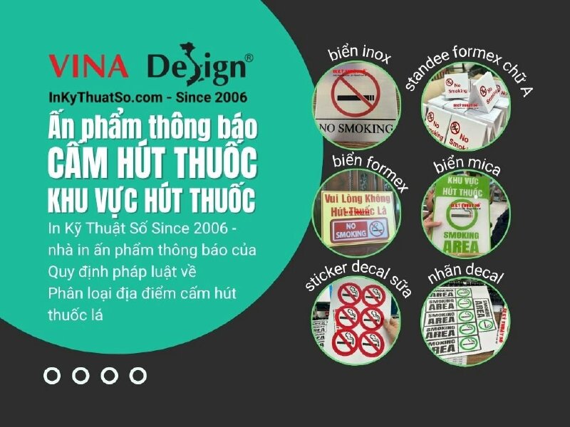 Top ấn phẩm Biển cấm hút thuôc và Biển khu vực hút thuốc theo quy định mới tại In Kỹ Thuật Số Since 2006
