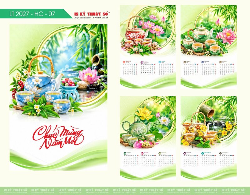Lịch bàn chữ A thiết kế chủ đề Cánh Đồng Bốn Mùa - Mã NH48 - INKTS2630