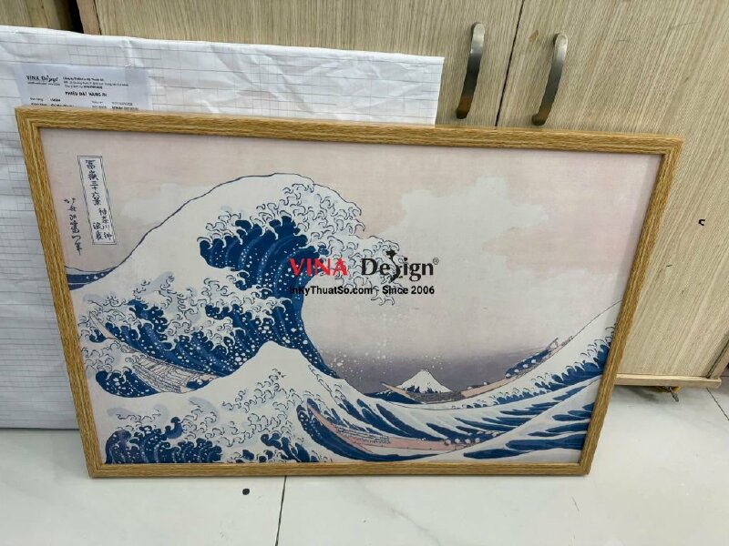 In tranh Canvas Cơn sóng lớn ngoài khơi The Great Wave off Kanagawa, có đóng khung gỗ - INKTS3901