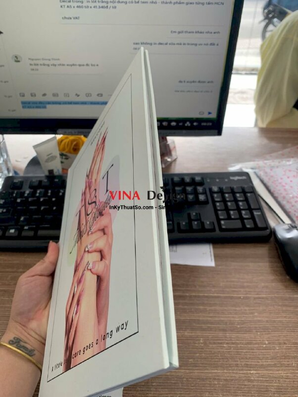 In menu bảng giá Nail Studio, menu bìa bồi carton, gáy dán keo - INKTS3906
