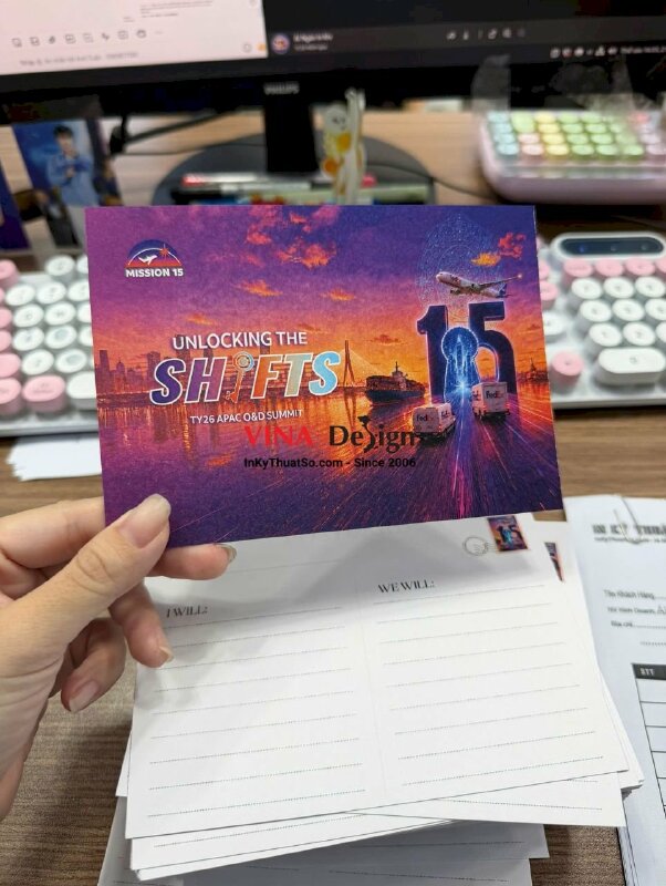 In postcard bưu thiếp, bưu ảnh cho công ty chuyển phát nhanh quốc tế, in giấy mỹ thuật Econo - INKTS3898