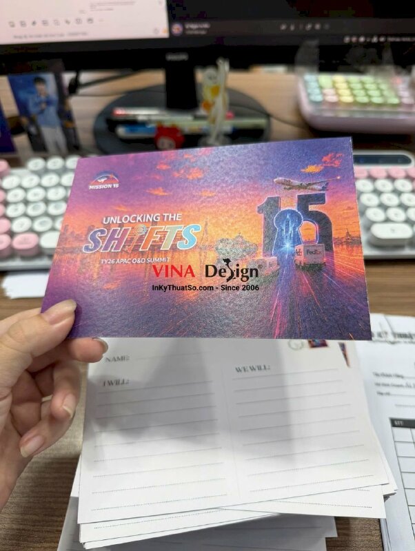 In postcard bưu thiếp, bưu ảnh cho công ty chuyển phát nhanh quốc tế, in giấy mỹ thuật Econo - INKTS3898