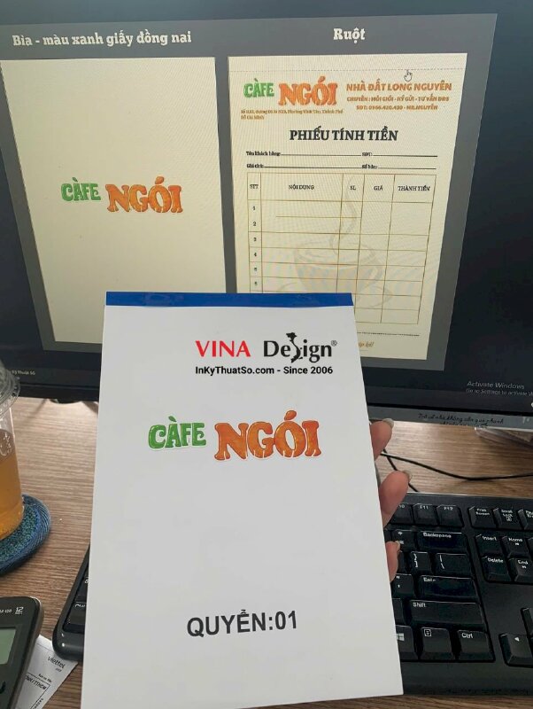 In quyển phiếu tính tiền quán cafe, biểu mẫu khổ A5, in 1 liên, nhiều màu - INKTS3907