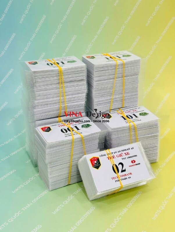 In thẻ giữ xe nhựa PVC cho công ty dịch vụ an ninh, có đánh số nhảy 2 vị trí - INKTS3910