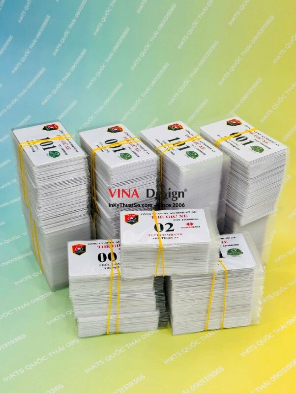 In thẻ giữ xe nhựa PVC cho công ty dịch vụ an ninh, có đánh số nhảy 2 vị trí - INKTS3910