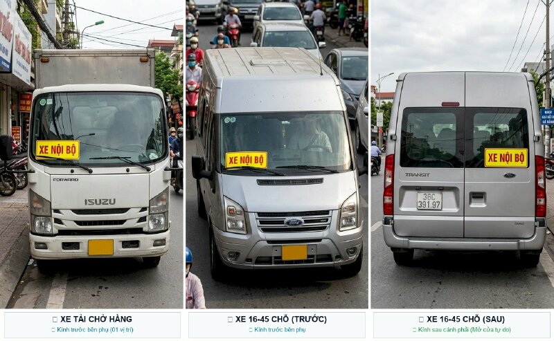 bảng dán xe nội bộ