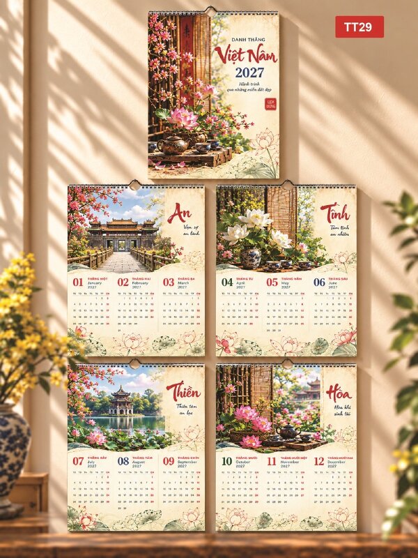 Báo giá in lịch treo tường 5 tờ thiết kế chủ đề Danh Thắng Việt Nam - Mã TT29 - INKTS2284