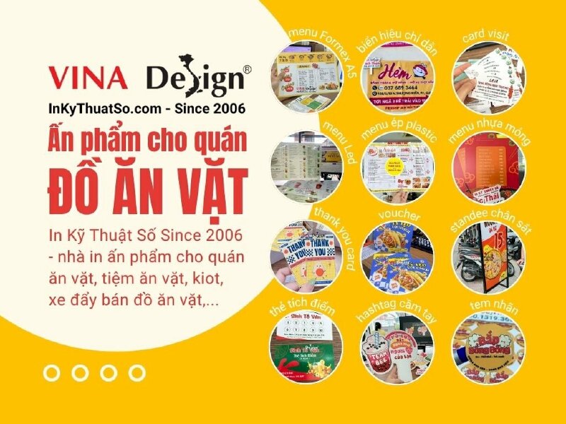 Dịch vụ in ấn cho quán ăn vặt, tiệm ăn vặt, xe ăn vặt
