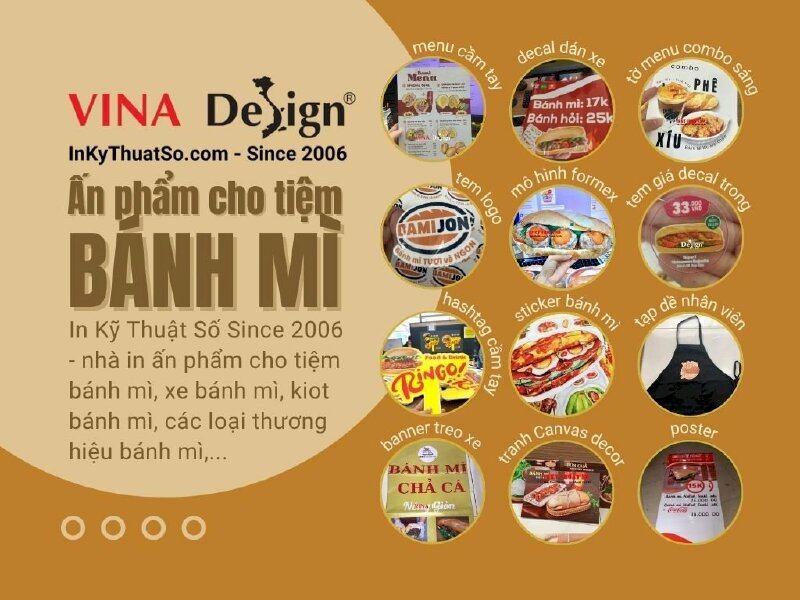 Dịch vụ in ấn cho tiệm bánh mì, xe bánh mì, kiot bánh mì, thương hiệu bánh mì