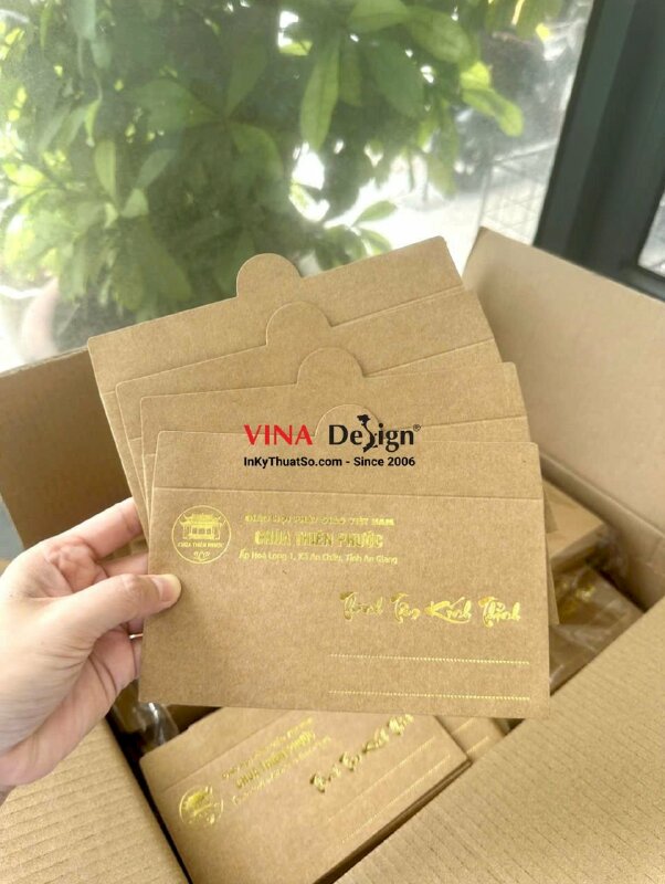 In bao thư thành tâm kính thỉnh, ép kim bao thư cúng dường cho Chùa - INKTS3930