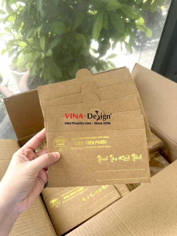 In bao thư thành tâm kính thỉnh, ép kim bao thư cúng dường cho Chùa - INKTS3930