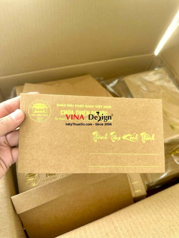 In bao thư thành tâm kính thỉnh, ép kim bao thư cúng dường cho Chùa - INKTS3930