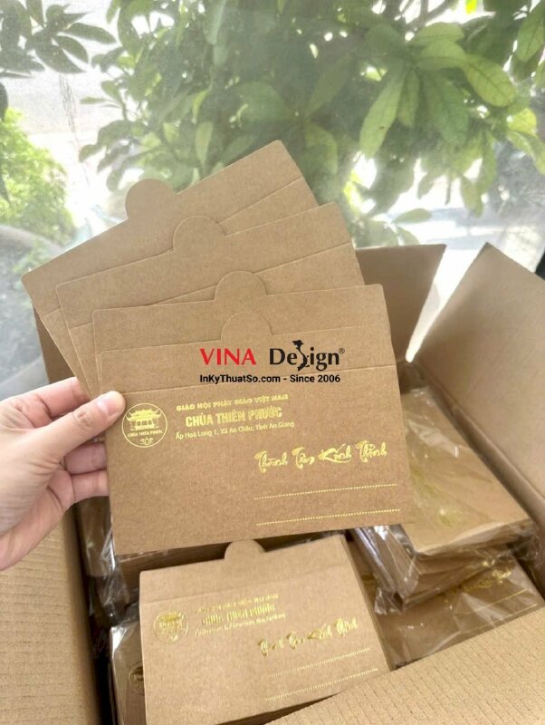 In bao thư thành tâm kính thỉnh, ép kim bao thư cúng dường cho Chùa - INKTS3930