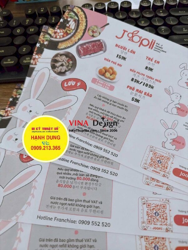 In giấy lót bàn ăn cho chuỗi nhà hàng lẩu Hàn Quốc, loại dùng 1 lần - INKTS3928