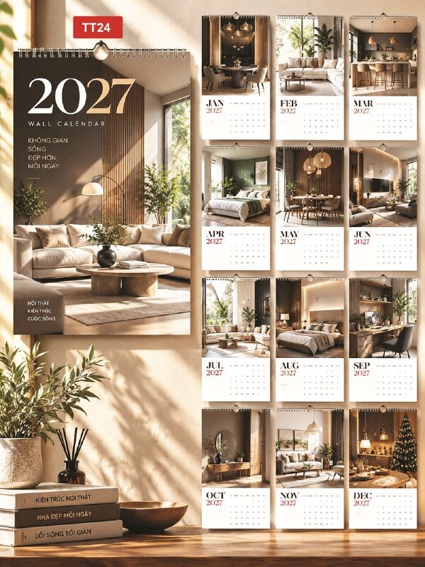 In lịch treo tường 13 tờ giá rẻ thiết kế chủ đề Không Gian Sống - Mã TT24 - INKTS2279