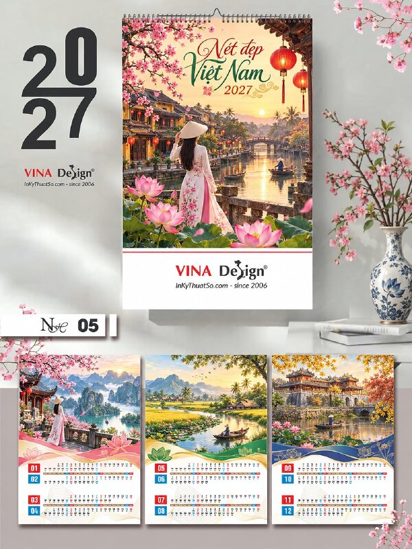 In lịch treo tường thiết kế theo chủ đề Nét Đẹp Việt Nam - Mã NH05 - INKTS2291