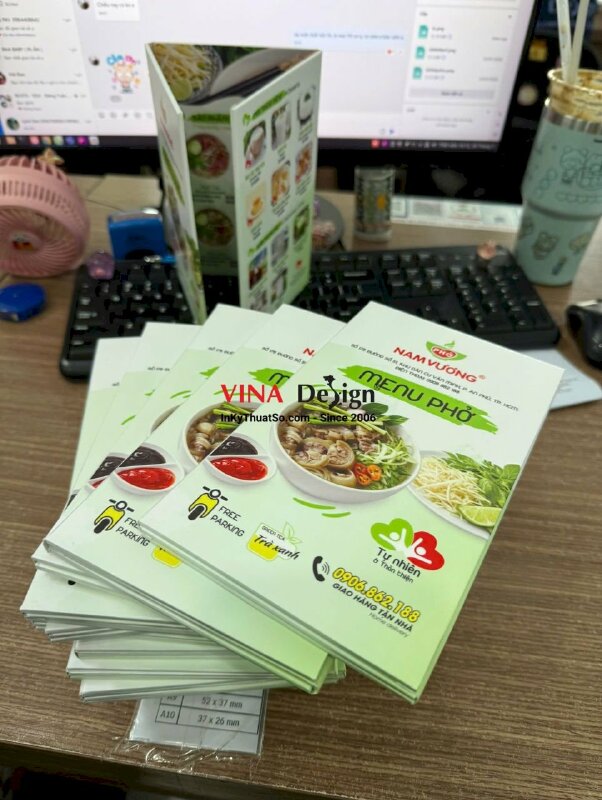 In menu quán phở, menu dán gói Formex gấp 3 - INKTS3916
